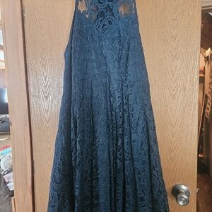 Elegant Lace Blue Dress